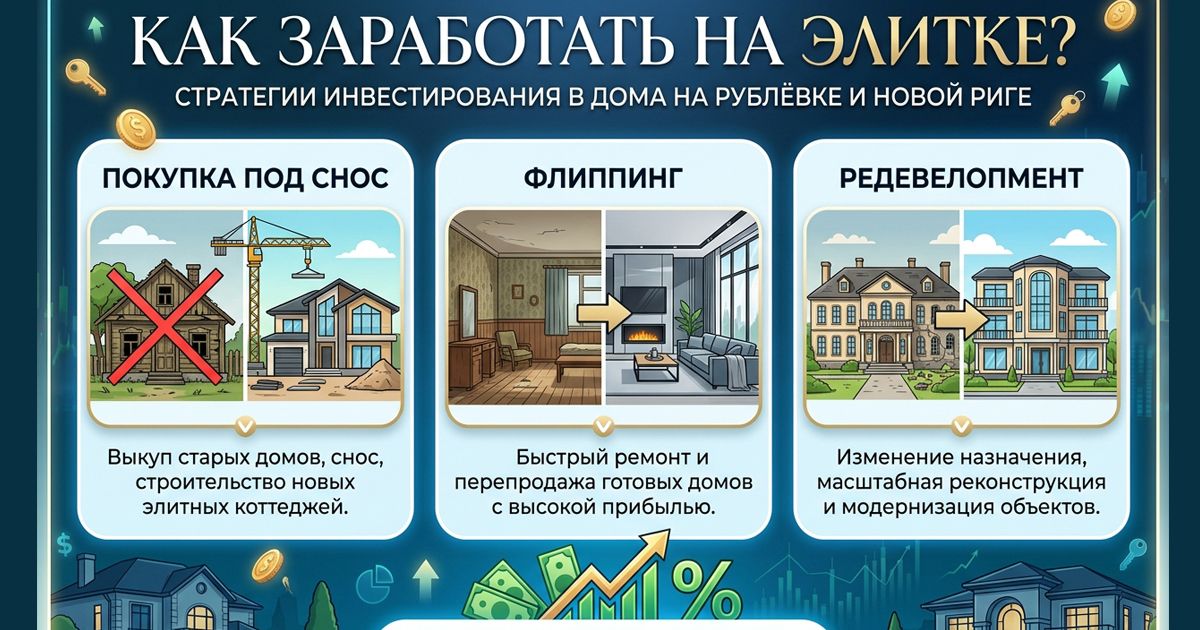 Инвестиции в загородную элитную недвижимость 2026: флиппинг и редевелопмент