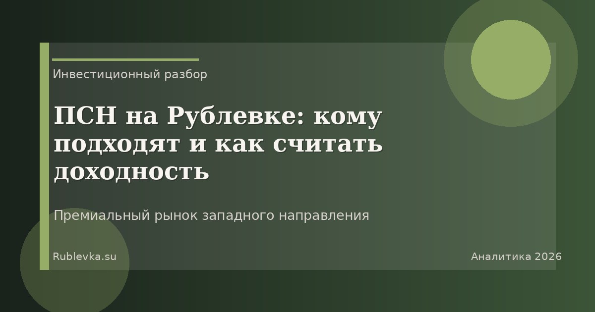 ПСН на Рублевке: кому подходят и как считать доходность